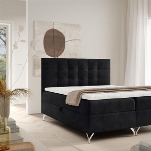 Boxspringbett Schlafzimmerbett CANDELA PREMIUM 180x220cm Stoff Coral Schwarz