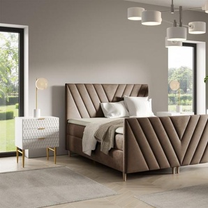 Boxspringbett Schlafzimmerbett CARLITO PREMIUM 120x200cm Stoff Fresh Braun
