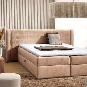 Boxspringbett Schlafzimmerbett CEDRIC 120x200cm Stoff Magic Velvet Lachs