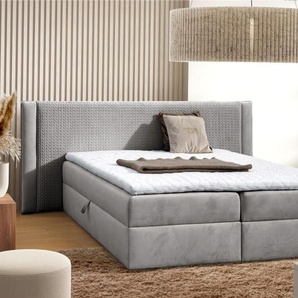 Boxspringbett Schlafzimmerbett CEDRIC 140x200cm Stoff Magic Velvet Hellgrau