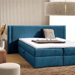 Boxspringbett Schlafzimmerbett CEDRIC 160x200cm Stoff Magic Velvet Blau