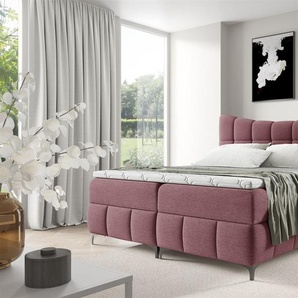 Boxspringbett Schlafzimmerbett CHARLES 200x200cm Stoff Aragon Bordeauxrot