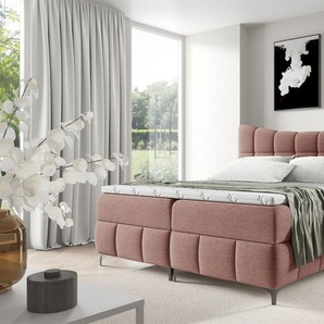 Boxspringbett Schlafzimmerbett CHARLES 200x200cm Stoff Aragon Rosa