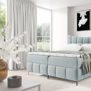 Boxspringbett Schlafzimmerbett CHARLES 200x200cm Stoff Freya Sky