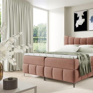 Boxspringbett Schlafzimmerbett CHARLES PREMIUM 200x200cm Stoff Freya Altrosa