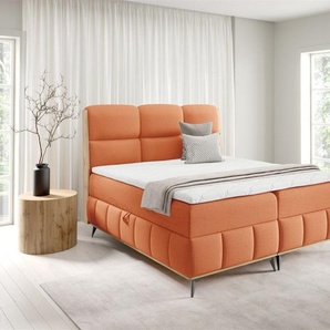 Boxspringbett Schlafzimmerbett CHARLIE PREMIUM 140x200cm Stoff Fibi Apricot