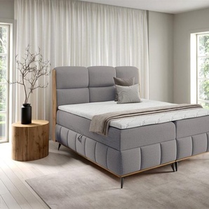 Boxspringbett Schlafzimmerbett CHARLIE PREMIUM 180x200cm Stoff Fibi Dunkelgrau