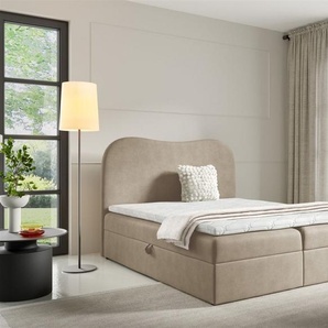 Boxspringbett Schlafzimmerbett DARLIN 180x200cm Stoff Gerra Cappuccino