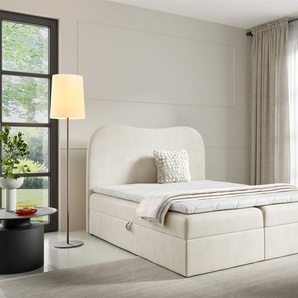 Boxspringbett Schlafzimmerbett DARLIN 200x200cm Stoff Gerra Ecru