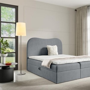 Boxspringbett Schlafzimmerbett DARLIN PREMIUM 160x200cm Stoff Gerra Grau