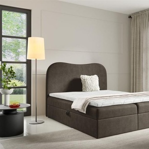 Boxspringbett Schlafzimmerbett DARLIN PREMIUM 180x220cm Stoff Gerra Dunkelgrau