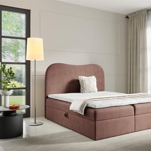 Boxspringbett Schlafzimmerbett DARLIN PREMIUM 200x220cm Stoff Gerra Altrosa