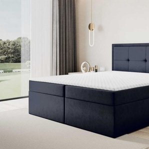 Boxspringbett Schlafzimmerbett DEGNA 160x220cm Stoff Gerra Schwarz