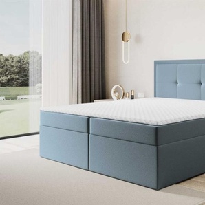 Boxspringbett Schlafzimmerbett DEGNA 180x220cm Stoff Gerra Graublau
