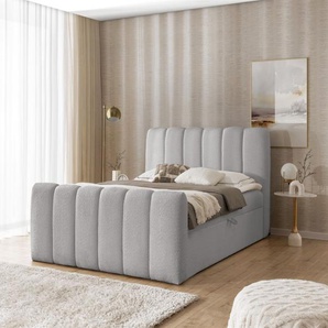 Boxspringbett Schlafzimmerbett DENIS 200x200cm Stoff Catch Me Silbergrau