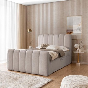 Boxspringbett Schlafzimmerbett DENIS PREMIUM 160x200cm Stoff Catch Me Hellgrau