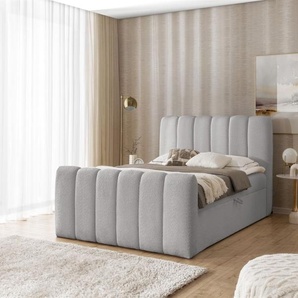 Boxspringbett Schlafzimmerbett DENIS PREMIUM 160x200cm Stoff Catch Me Silbergrau