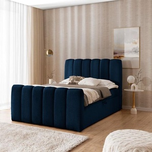 Boxspringbett Schlafzimmerbett DENIS PREMIUM 200x200cm Stoff Catch Me Dunkelblau