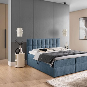 Boxspringbett Schlafzimmerbett DOMINGA 120x220cm Stoff Coral Himmelblau