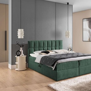 Boxspringbett Schlafzimmerbett DOMINGA 140x200cm Stoff Coral Meeresgrün