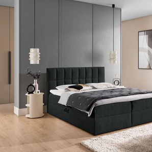 Boxspringbett Schlafzimmerbett DOMINGA 140x220cm Stoff Coral Schwarz