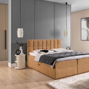 Boxspringbett Schlafzimmerbett DOMINGA 160x220cm Stoff Coral Apricot