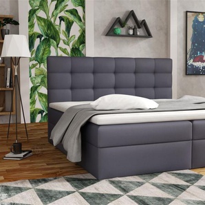 Boxspringbett Schlafzimmerbett DORIANO 160x200cm Kunstleder Soft Anthrazit