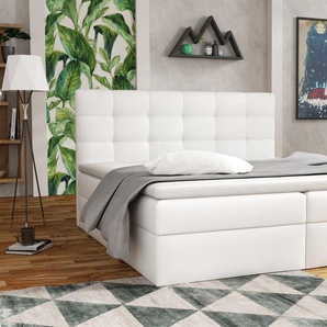 Boxspringbett Schlafzimmerbett DORIANO 200x200cm Kunstleder Soft Weiß