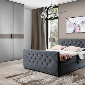 Boxspringbett Schlafzimmerbett EIVOR 200x220cm Stoff Magic Velvet Anthrazit