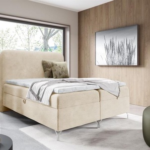 Boxspringbett Schlafzimmerbett EMILIO PREMIUM 120x220cm Stoff Poso Creme