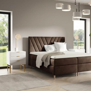 Boxspringbett Schlafzimmerbett ESPEN PREMIUM 180x220cm Stoff Fresh Braun