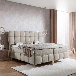 Boxspringbett Schlafzimmerbett GRAZIA 180x200cm Stoff Corbett Cappuccino
