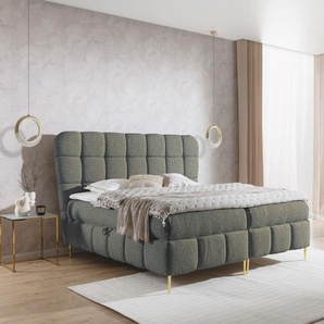 Boxspringbett Schlafzimmerbett GRAZIA 180x200cm Stoff Corbett Dunkelgrau