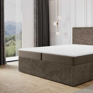 Boxspringbett Schlafzimmerbett HIDIS 180x200cm Stoff Vito Braun