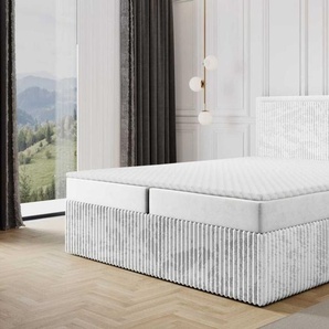 Boxspringbett Schlafzimmerbett HIDIS 180x220cm Stoff Vito Hellgrau