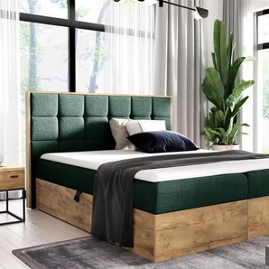Boxspringbett Schlafzimmerbett KALYPSO 120x200cm Stoff Grün inkl. Bettkasten