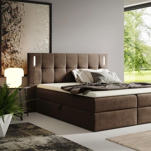 Boxspringbett Schlafzimmerbett MARTIM 160x200cm in Stoff Fresh Braun