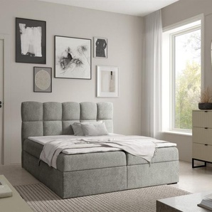 Boxspringbett Schlafzimmerbett PAROZO PREMIUM 180x220cm Stoff Coral Grau