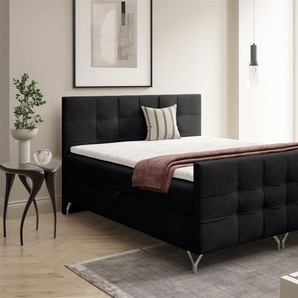 Boxspringbett Schlafzimmerbett PERLA 180x200cm Stoff Coral Schwarz