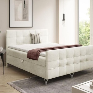 Boxspringbett Schlafzimmerbett PERLA PREMIUM 180x220cm Stoff Coral Ecru