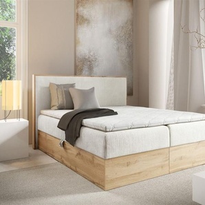 Boxspringbett Schlafzimmerbett ROLAND 140x200cm in Stoff Lincoln Creme