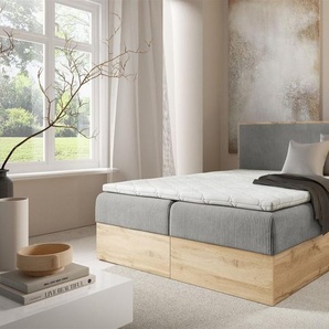 Boxspringbett Schlafzimmerbett ROLAND 160x220cm in Stoff Lincoln Grau