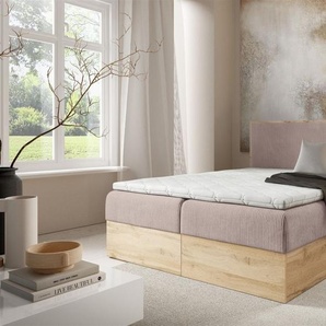 Boxspringbett Schlafzimmerbett ROLAND 180x220cm in Stoff Lincoln Rosa