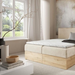 Boxspringbett Schlafzimmerbett ROLAND 200x220cm in Stoff Lincoln Beige