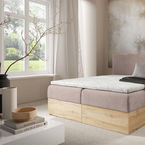 Boxspringbett Schlafzimmerbett ROLAND PREMIUM 160x220cm in Stoff Lincoln Rosa