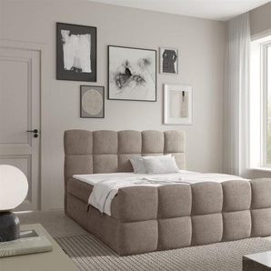 Boxspringbett Schlafzimmerbett SATINE 160x200cm Stoff Coral Dunkelbeige