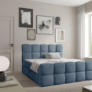 Boxspringbett Schlafzimmerbett SATINE 180x220cm Stoff Coral Himmelblau