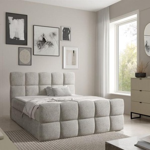 Boxspringbett Schlafzimmerbett SATINE PREMIUM 120x200cm Stoff Coral Beige