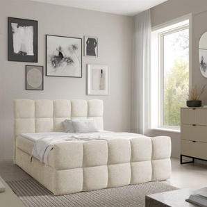 Boxspringbett Schlafzimmerbett SATINE PREMIUM 140x220cm Stoff Coral Creme