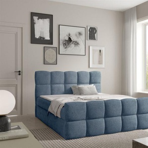 Boxspringbett Schlafzimmerbett SATINE PREMIUM 140x220cm Stoff Coral Himmelblau